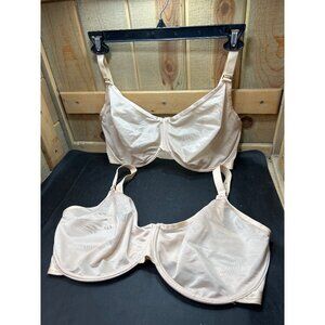 Lot Of 2 Soma 38H Unbelievable Minimizer Bras Beige Nylon/Spandex